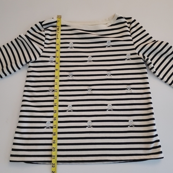 1051 * Betsey Johnson Striped Long Sleeve Top Silver Skulls Size Unknown - Picture 6 of 7